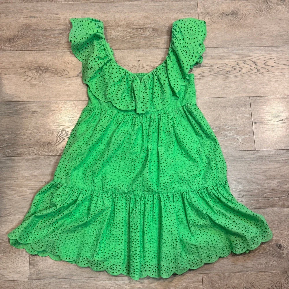 Lilly Pulitzer Bright Green Eyelet Ruffle Swing Dress